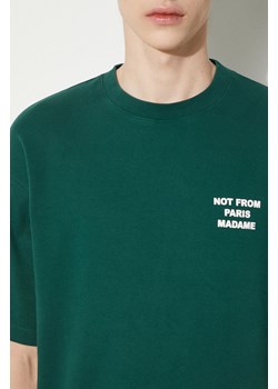 Drôle de Monsieur t-shirt bawełniany Le T-Shirt Slogan męski kolor zielony z nadrukiem PERM-TS203-CO002-DGN ze sklepu PRM w kategorii T-shirty męskie - zdjęcie 173408574