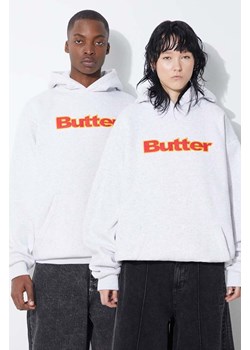 Butter Goods bluza Felt Logo Applique kolor szary z kapturem z aplikacją BGQ1241903 ze sklepu PRM w kategorii Bluzy męskie - zdjęcie 173408921