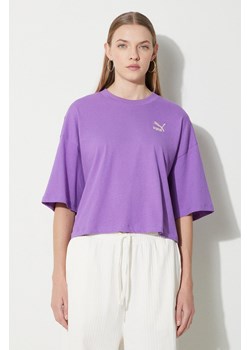 Puma t-shirt bawełniany damski kolor fioletowy 624226 ze sklepu PRM w kategorii Bluzki damskie - zdjęcie 173409303