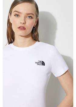 The North Face t-shirt bawełniany W S/S Redbox Slim Tee damski kolor biały NF0A87NMFN41 ze sklepu PRM w kategorii Bluzki damskie - zdjęcie 173409313