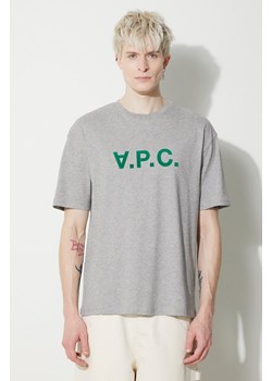 A.P.C. t-shirt bawełniany T-Shirt River męski kolor szary z nadrukiem COFDW.H26324.PLB ze sklepu PRM w kategorii T-shirty męskie - zdjęcie 173409363