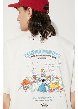 Nanga t-shirt Eco Hybrid Camping Manners Soap Bubbles Tee męski kolor biały z nadrukiem NW2411.1G801.A ze sklepu PRM w kategorii T-shirty męskie - zdjęcie 173409501