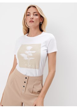 Mohito - Bawełniany t-shirt z nadrukiem - biały ze sklepu Mohito w kategorii Bluzki damskie - zdjęcie 173410921