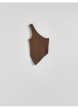 Reserved - Asymetryczny top - brązowy ze sklepu Reserved w kategorii Bluzki damskie - zdjęcie 173412294