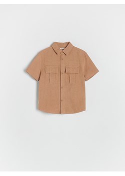 Reserved - Koszula z lnem - brązowy ze sklepu Reserved w kategorii Odzież dla niemowląt - zdjęcie 173412384