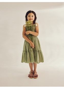 Reserved - Bawełniana sukienka na ramiączkach - oliwkowy ze sklepu Reserved w kategorii Sukienki dziewczęce - zdjęcie 173412502
