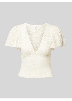 T-shirt z ażurowym wzorem model ‘TILDA’ ze sklepu Peek&Cloppenburg  w kategorii Bluzki damskie - zdjęcie 173413880