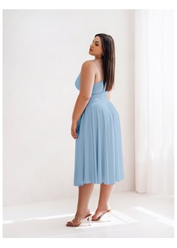 Sukienka midi PLUS SIZE na ramiączkach AGNES - błękitna ze sklepu magmac.pl w kategorii Sukienki - zdjęcie 173416900