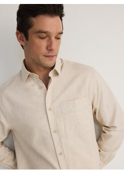 Reserved - Koszula boxy z domieszką lnu - beżowy ze sklepu Reserved w kategorii Koszule męskie - zdjęcie 173417191