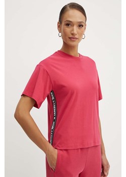 Karl Lagerfeld t-shirt bawełniany damski kolor czerwony 245W1703 ze sklepu ANSWEAR.com w kategorii Bluzki damskie - zdjęcie 173420912