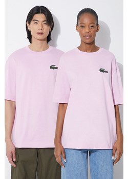 Lacoste t-shirt bawełniany kolor różowy z aplikacją ze sklepu PRM w kategorii T-shirty męskie - zdjęcie 173421033