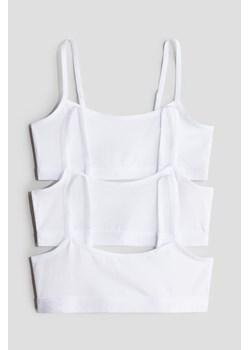 H & M - Dżersejowy top 3-pak - Biały ze sklepu H&M w kategorii Staniki dla dziewczynki - zdjęcie 173421312