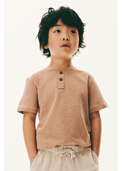 H & M - Bawełniany T-shirt henley - Beżowy ze sklepu H&M w kategorii T-shirty chłopięce - zdjęcie 173421364
