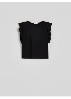 Reserved - Bluzka z ozdobnymi rękawami - czarny ze sklepu Reserved w kategorii Bluzki damskie - zdjęcie 173422344