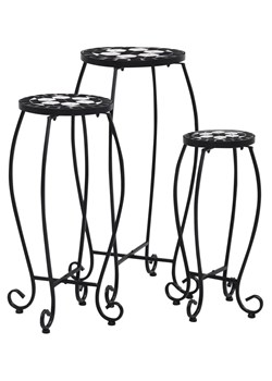 Zestaw trzech czarno-białych stolików – Henry ze sklepu Edinos.pl w kategorii Zestawy mebli ogrodowych - zdjęcie 173422632