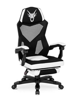 Biało-czarny ergonomiczny fotel obrotowy - Vixo ze sklepu Edinos.pl w kategorii Krzesła biurowe - zdjęcie 173422822