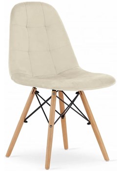 Zestaw 4 beżowych krzeseł tapicerowanych welurem - Zipro ze sklepu Edinos.pl w kategorii Krzesła - zdjęcie 173422833