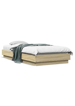 Pojedyncze łóżko z podświetleniem dąb sonoma 90x200 - Surlei ze sklepu Edinos.pl w kategorii Łóżka i materace - zdjęcie 173423084
