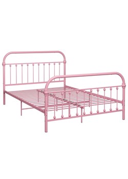 Różowe metalowe łózko 140x200 cm - Asal ze sklepu Edinos.pl w kategorii Łóżka i materace - zdjęcie 173423201