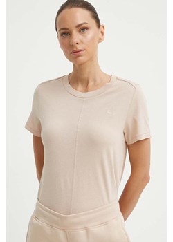 G-Star Raw t-shirt bawełniany damski kolor beżowy ze sklepu ANSWEAR.com w kategorii Bluzki damskie - zdjęcie 173428340