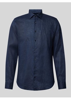Koszula lniana o kroju slim fit z kołnierzykiem typu kent ze sklepu Peek&Cloppenburg  w kategorii Koszule męskie - zdjęcie 173428650