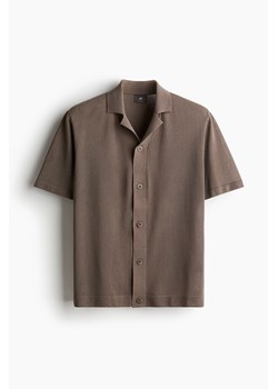 H & M - Dzianinowa koszula z krótkim rękawem Regular Fit - Beżowy ze sklepu H&M w kategorii Koszule męskie - zdjęcie 173429303