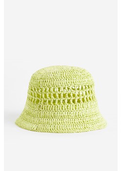H & M - Słomkowy kapelusz o wyglądzie szydełkowej robótki - Żółty ze sklepu H&M w kategorii Kapelusze damskie - zdjęcie 173429311