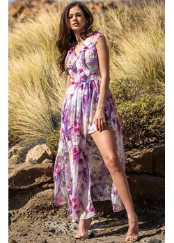 Asymetryczna sukienka z szyfonu fioletowo-różowa A502, Kolor fioletowo-różowy, Rozmiar L, Awama ze sklepu Primodo w kategorii Sukienki - zdjęcie 173430184