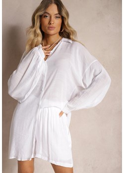 Biały Komplet 2-Częściowy Koszula z Kołnierzykiem Szorty Umidia ze sklepu Renee odzież w kategorii Komplety i garnitury damskie - zdjęcie 173435402
