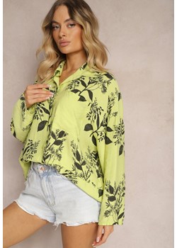 Zielona Koszula z Wiskozy Ozdobiona Kieszonką Finamla ze sklepu Renee odzież w kategorii Koszule damskie - zdjęcie 173435422