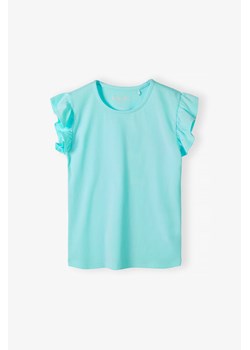 Niebieski t-shirt dziewczęcy z falbankami - 5.10.15. ze sklepu 5.10.15 w kategorii Bluzki dziewczęce - zdjęcie 173435580