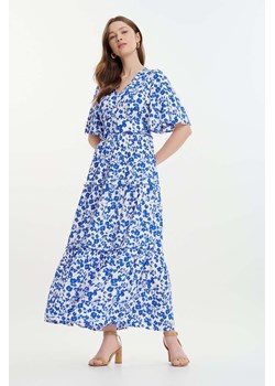 Błękitna sukienka damska maxi w drobne kwiaty ze sklepu 5.10.15 w kategorii Sukienki - zdjęcie 173435583