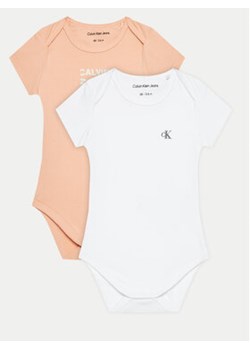 Calvin Klein Jeans Komplet 2 par body dziecięcych Inst. Grid Logo Ss Body Set IN0IN00208 Biały Regular Fit ze sklepu MODIVO w kategorii Body niemowlęce - zdjęcie 173437963