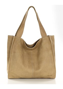 Duża torba shopper skórzana sogni d'oro - MARCO MAZZINI beżowa ze sklepu Verostilo w kategorii Torby Shopper bag - zdjęcie 173438252