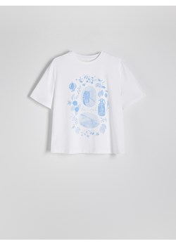 Reserved - T-shirt z nadrukiem - biały ze sklepu Reserved w kategorii Bluzki damskie - zdjęcie 173439164