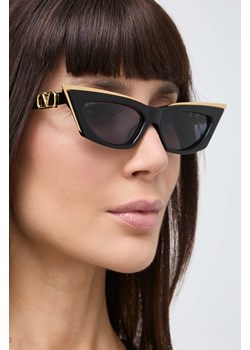 Valentino okulary przeciwsłoneczne V - GOLDCUT - I damskie kolor czarny VLS-113A ze sklepu ANSWEAR.com w kategorii Okulary przeciwsłoneczne damskie - zdjęcie 173439222