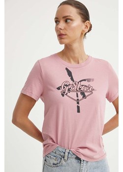 G-Star Raw t-shirt bawełniany damski kolor różowy D24595-4107 ze sklepu ANSWEAR.com w kategorii Bluzki damskie - zdjęcie 173439481