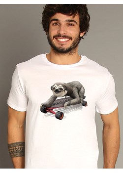 WOOOP Koszulka &quot;Skateboard Sloth&quot; w kolorze białym ze sklepu Limango Polska w kategorii T-shirty męskie - zdjęcie 173440693