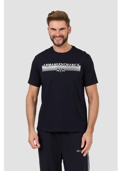 ARMANI EXCHANGE Granatowy t-shirt ze srebrnym logo, Wybierz rozmiar XXL ze sklepu outfit.pl w kategorii T-shirty męskie - zdjęcie 173442062