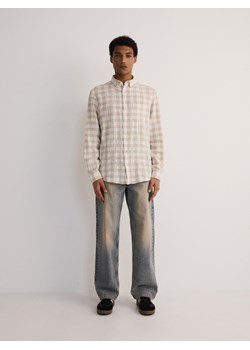 Reserved - Koszula regular fit w kratę - beżowy ze sklepu Reserved w kategorii Koszule męskie - zdjęcie 173442583