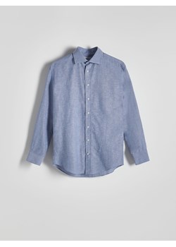 Reserved - Koszula slim fit z domieszką lnu - jasnoniebieski ze sklepu Reserved w kategorii Koszule męskie - zdjęcie 173443001