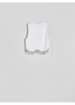 Reserved - Top z ozdobnymi frędzlami - biały ze sklepu Reserved w kategorii Bluzki damskie - zdjęcie 173443083