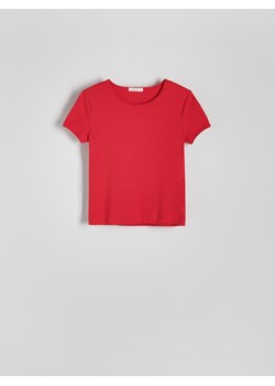 Reserved - T-shirt z merceryzowanej bawełny - czerwony ze sklepu Reserved w kategorii Bluzki damskie - zdjęcie 173443090