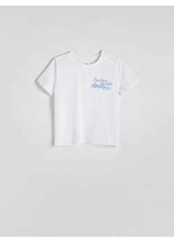 Reserved - T-shirt z nadrukiem - biały ze sklepu Reserved w kategorii Bluzki damskie - zdjęcie 173443110