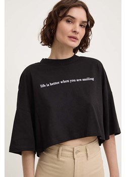 Answear Lab t-shirt bawełniany damski kolor czarny odkryte plecy ze sklepu ANSWEAR.com w kategorii Bluzki damskie - zdjęcie 173443651