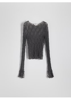 Reserved - Koronkowa bluzka - ciemnoszary ze sklepu Reserved w kategorii Bluzki damskie - zdjęcie 173445760