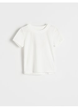 Reserved - Baweniany t-shirt basic - złamana biel ze sklepu Reserved w kategorii Bluzki dziewczęce - zdjęcie 173445764