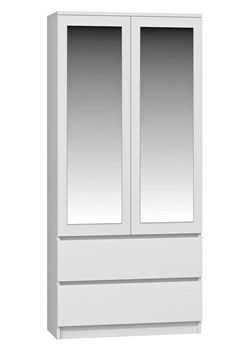 Biała minimalistyczna szafa z lustrem - Bafix ze sklepu Edinos.pl w kategorii Szafy - zdjęcie 173446382