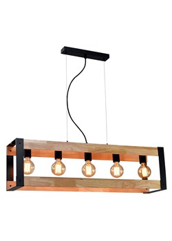 Industrialna lampa wisząca z drewnianymi elementami - T022 - Werik ze sklepu Edinos.pl w kategorii Lampy wiszące - zdjęcie 173446800