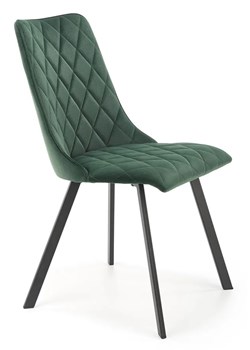 Zielone welurowe krzesło pikowane - Zoxe ze sklepu Edinos.pl w kategorii Krzesła - zdjęcie 173447034